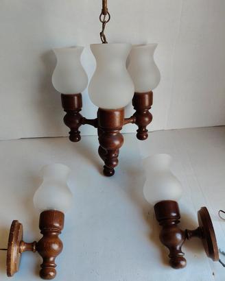 Lampadario e applique legno