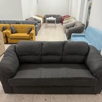 Divano 3 posti in tessuto grigio scuro nuovo