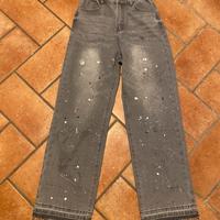 Jeans Vintage Grigio Effetto Pittura