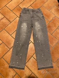Jeans Vintage Grigio Effetto Pittura