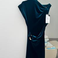 Abito midi velluto Zara color petrolio