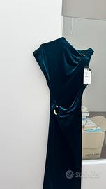 Abito midi velluto Zara color petrolio