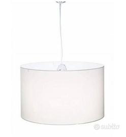Sospensione lampadario in tessuto bianco cilindric
