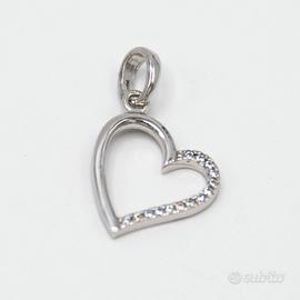 Ciondolo in oro bianco 9 kt a cuore S.88