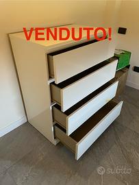 VENDUTO! Cassettiera bianco lucido 4 cassettoni