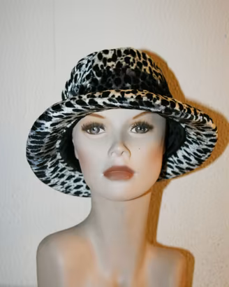 Cappello Vintage Anni 80 Velluto Maculato