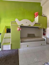 Cameretta a soppalco - verde/bianco