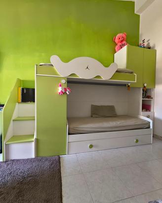 Cameretta a soppalco - verde/bianco