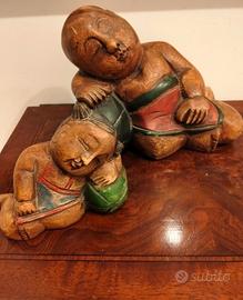 coppia statuine da arredamento etniche 