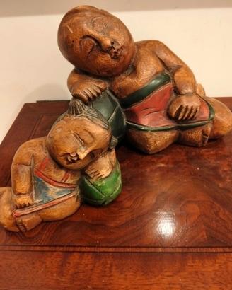 coppia statuine da arredamento etniche 