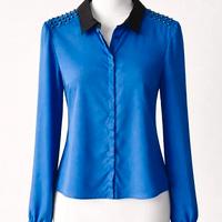 Camicia satinata donna Silvian Heach, tg M, blu
