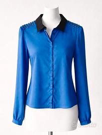 Camicia satinata donna Silvian Heach, tg M, blu