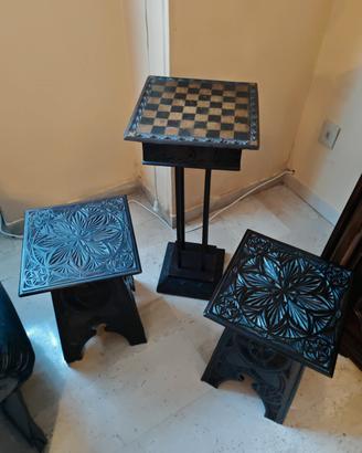 Tavolo dama scacchi con sgabelli