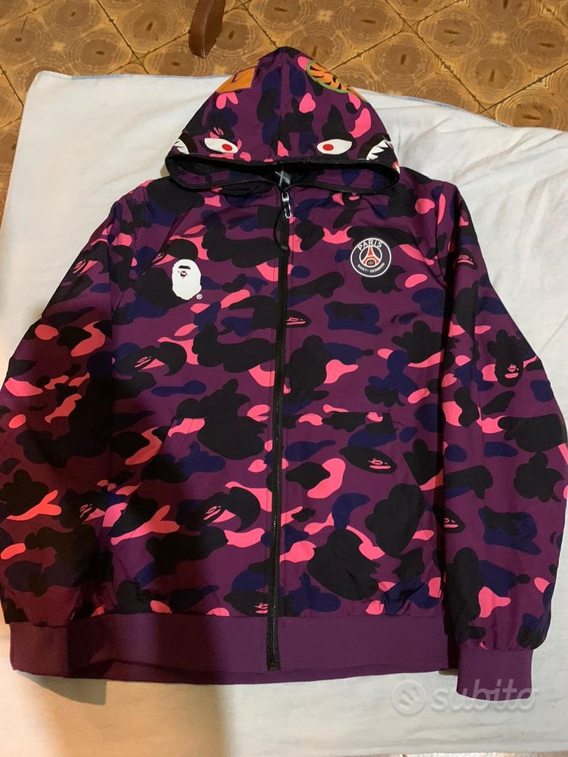 BAPE x PSG Shark con Zip Felpa con cappuccio viola Abbigliamento e Accessori In vendita a Cuneo