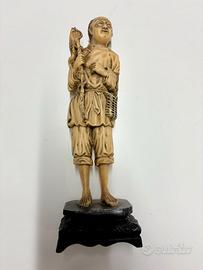 Statuetta Orientale Vintage Pescatore Cinese