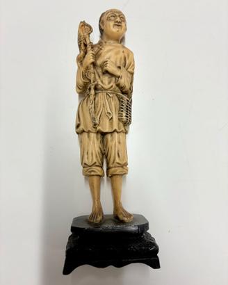 Statuetta Orientale Vintage Pescatore Cinese