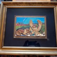 quadro copia Ligabue gatto con nibbio