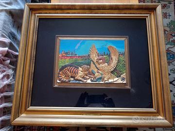 quadro copia Ligabue gatto con nibbio