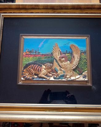 quadro copia Ligabue gatto con nibbio