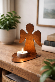 Angelo porta candela in ferro corten artigianale