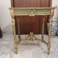 Consolle dorata antica con piano in marmo