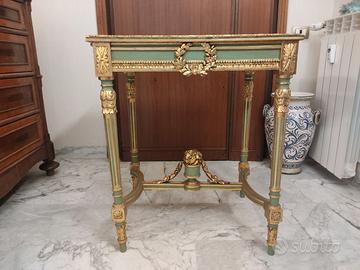 Consolle dorata antica con piano in marmo