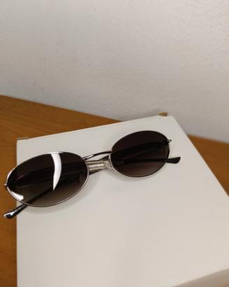 Occhiali da sole ovali vintage metallo argento e l