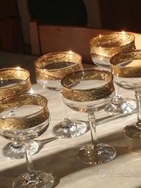 Vintage 6 coppe da champagne con oro zecchino 24 k