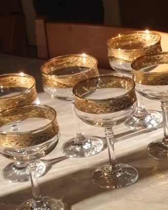 Vintage 6 coppe da champagne con oro zecchino 24 k