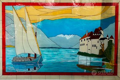 Vetrata artistica a piombo, stile Tiffany.