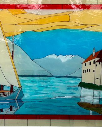 Vetrata artistica a piombo, stile Tiffany.