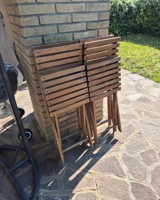 4 Sedie da giardino in legno pieghevoli