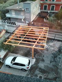 tettoia  in legno abete