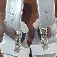 ciabattine aperte bianco argento