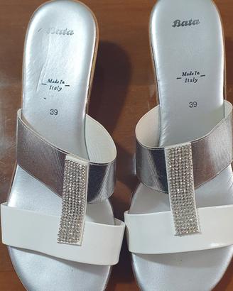 ciabattine aperte bianco argento