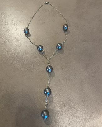 Collana con catena e palline argentate