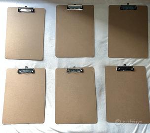 6X CARTELLINA TAVOLETTA PORTABLOCCO IN LEGNO A4