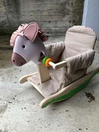 Cavallo a dondolo in Legno Massello e Stoffa