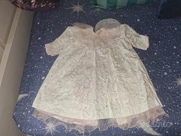 Vestitino battesimo bimba 6-12 mesi bianco e rosa