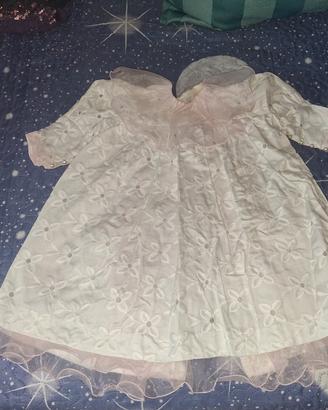 Vestitino battesimo bimba 6-12 mesi bianco e rosa
