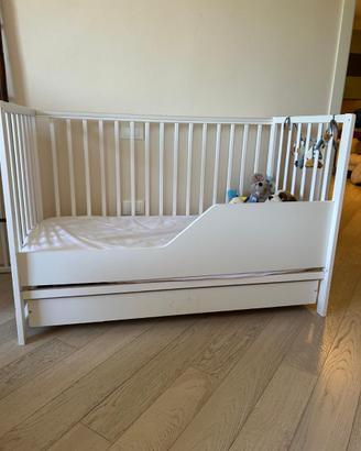 Lettino neonato/bambino in legno bianco