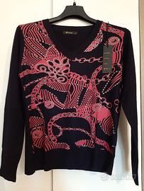 Maglia maniche lunghe nero-fucsia