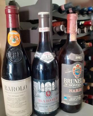 3 rare bottiglie   BAROLO  BAROLO BRUNELLO