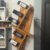 Portabottiglie da parete artigianale in massello