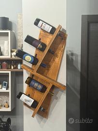 Portabottiglie da parete artigianale in massello