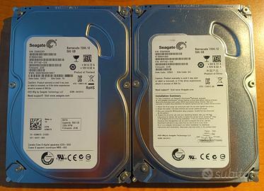 2 hard disk da 500gb 3,5" SATA funzionanti  100%.