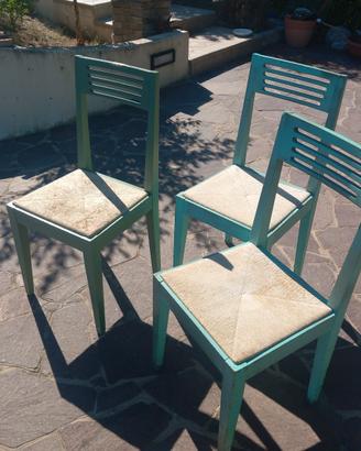 10 Sedie in legno stile anticato