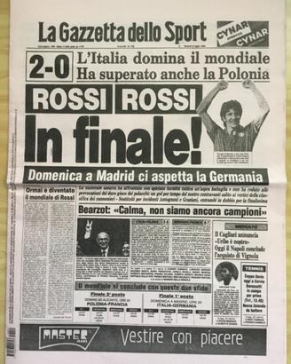 Gazzetta dello sport Anaststica Paolo Rossi 1982