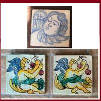 Mattonella riggiola puttino sovraporta Calatgirone