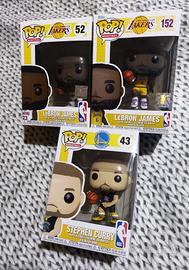 Lotto funko pop nba curry e lebron james